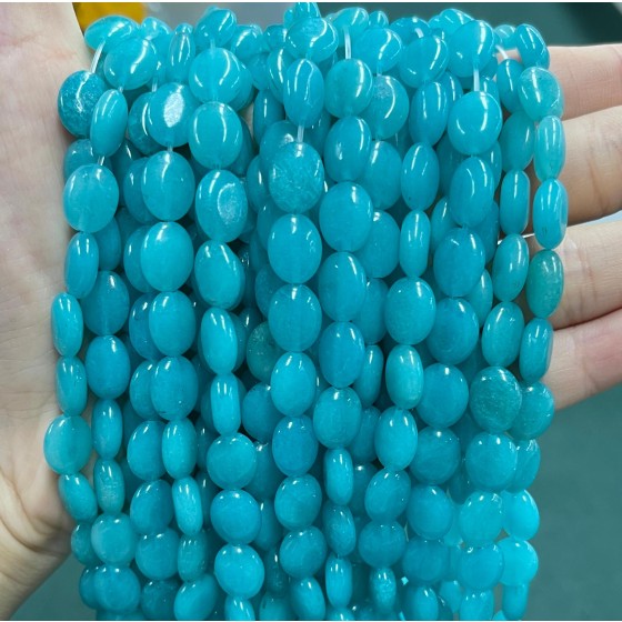No_1258_Enhanced Amazonite Colored Chalcedony Egg Shaped Bead_8*10mm_(Sold Per Strand)