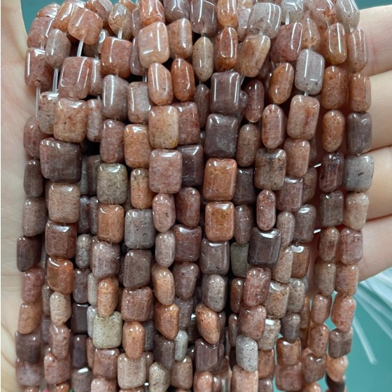 No_1281_Natural Strawberry Quartz Rectangle_6*8mm_(Sold Per Strand)