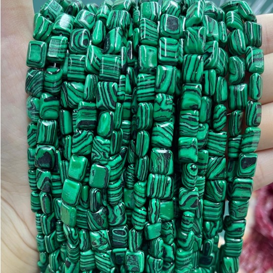 No_1284_Synthetic Malachite Rectangle_6*8mm_(Sold Per Strand)