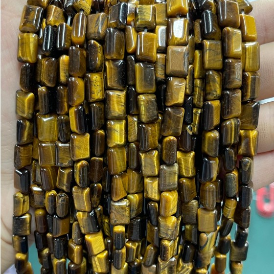 No_1286_Natural Yellow Tiger Eye Stone Rectangle_6*8mm_(Sold Per Strand)
