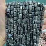 No_1288_Natural Black Labradorite Rectangle_6*8mm_(Sold Per Strand)