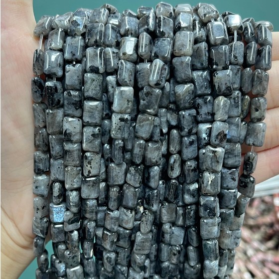 No_1288_Natural Black Labradorite Rectangle_6*8mm_(Sold Per Strand)