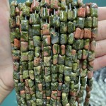 No_1290_Natural Unakite Rectangle_6*8mm_(Sold Per Strand)