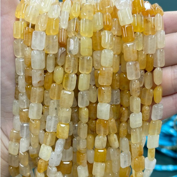 No_1291_Natural Yellow Jade Rectangle_6*8mm_(Sold Per Strand)