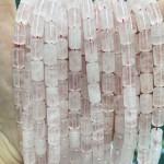No_1297_Natural Rose Quartzround Head Cylinder_6*10mm_(Sold Per Strand)