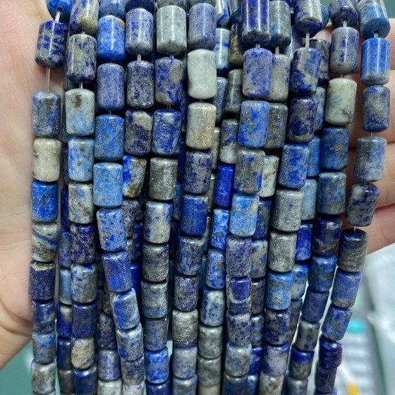 No_1298_Natural Lapis Lazuli Round Head Cylinder_6*10mm_(Sold Per Strand)
