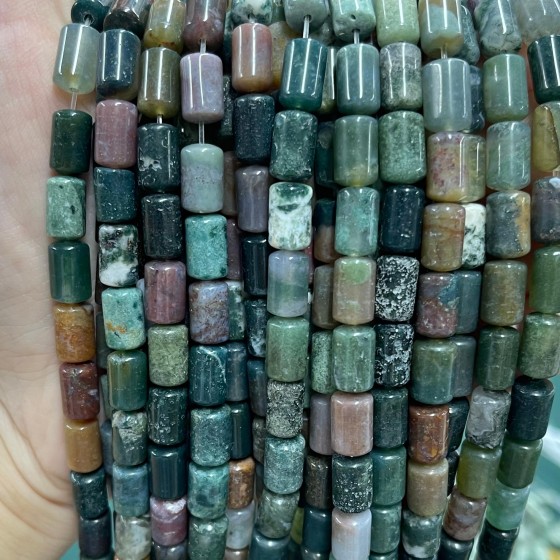 No_1304_Natural Indian Agate Round Head Cylinder_6*10mm_(Sold Per Strand)