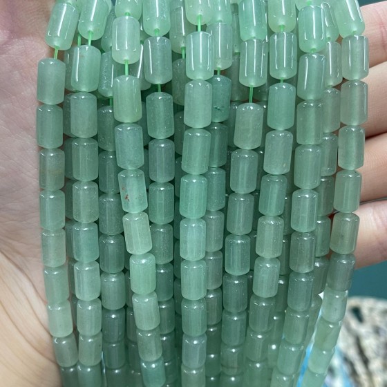 No_1308_Natural Green Aventurine Round Head Cylinder_6*10mm_(Sold Per Strand)