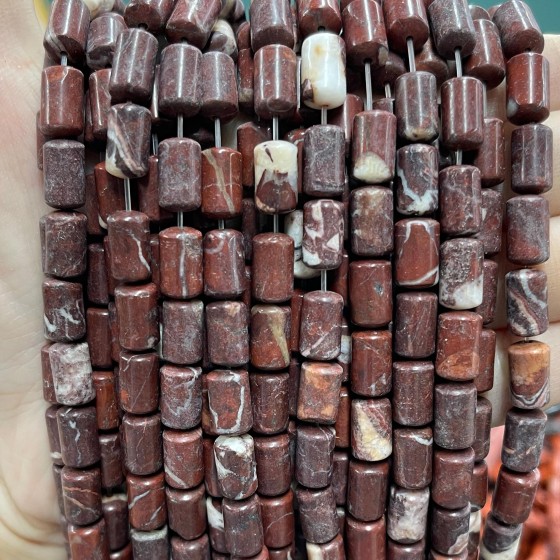 No_1318_Natural Brecciated Jasper Round Head Cylinder_6*10mm_(Sold Per Strand)