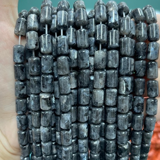 No_1321_Natural Black Labradorite Round Head Cylinder_6*10mm_(Sold Per Strand)