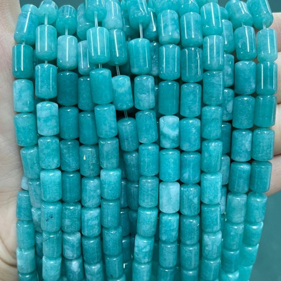 No_1323_Imitated Amazonite Chalcedony Round Head Cylinder_6*10mm_(Sold Per Strand)