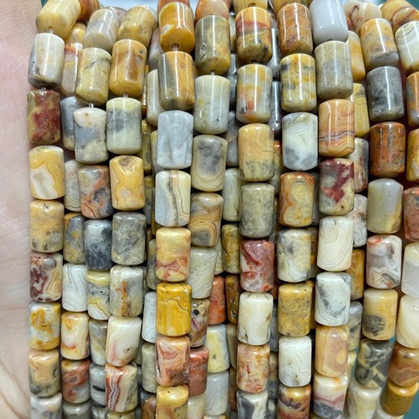 No_1327_Natural Crazy Agate Round Head Cylinder_6*10mm_(Sold Per Strand)