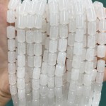 No_1329_Natural White Jade Round Head Cylinder_6*10mm_(Sold Per Strand)