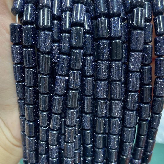 No_1332_Synthetic Blue Sandstone Round Head Cylinder_6*10mm_(Sold Per Strand)