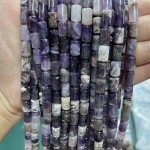 No_1333_Natural Amethyst Round Head Cylinder_6*10mm_(Sold Per Strand)