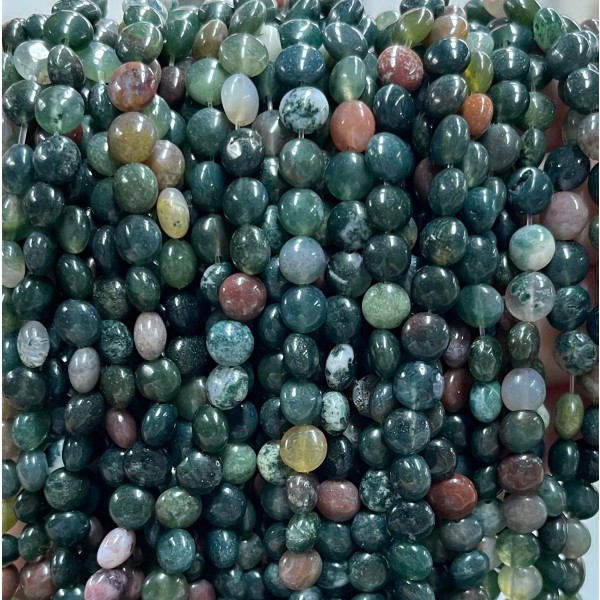 No_1341_Natural Indian Chicken Blood Agate Coin Beads_6mm_(Sold Per Strand)