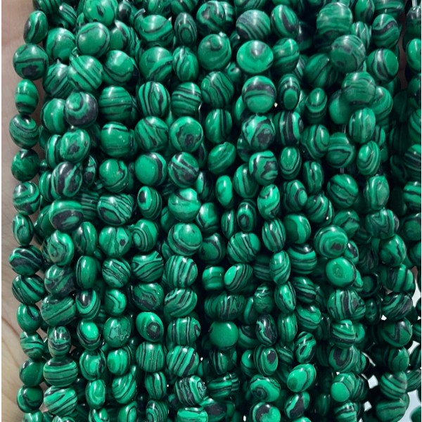 No_1342_Synthetic Malachite Coin Beads_6mm_(Sold Per Strand)