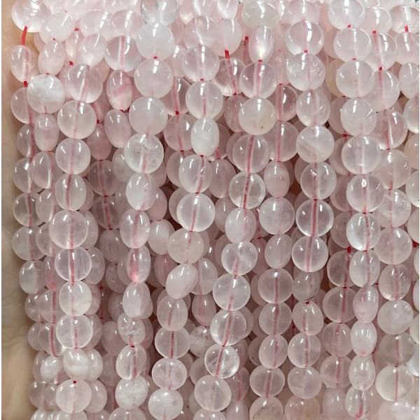No_1346_Natural Rose Quartz Coin Beads_6mm_(Sold Per Strand)