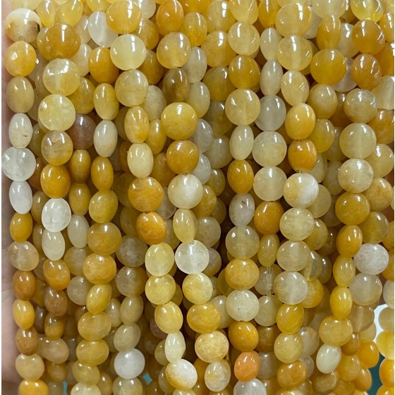 No_1356_Natural Yellow Jade Coin Beads_6mm_(Sold Per Strand)