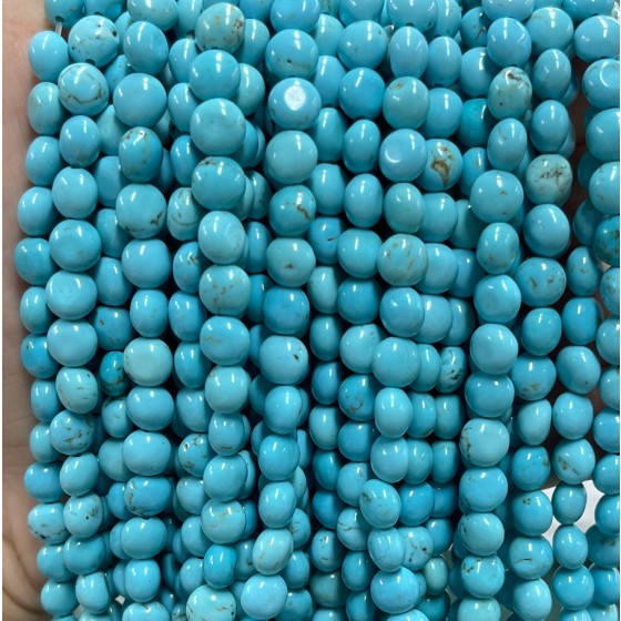 No_1358_Enhanced Blue Turquoise Coin Beads_6mm_(Sold Per Strand)
