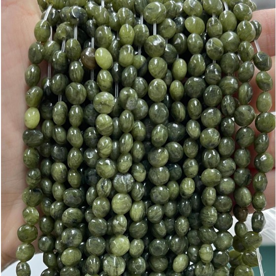 No_1361_Natural Dark Southern Jade Coin Beads_6mm_(Sold Per Strand)
