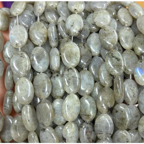 No_1363_Natural White Labradorite Egg Shaped Bead_10*14mm_(Sold Per Strand)
