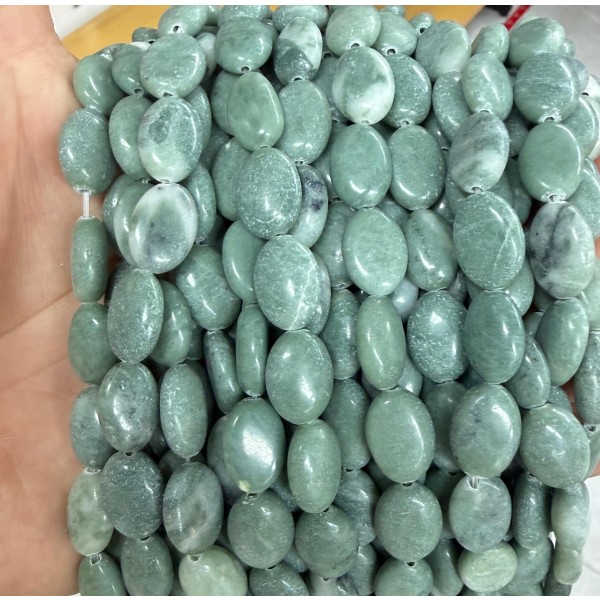 No_1365_Natural Lushan Jade Egg Shaped Bead_10*14mm_(Sold Per Strand)