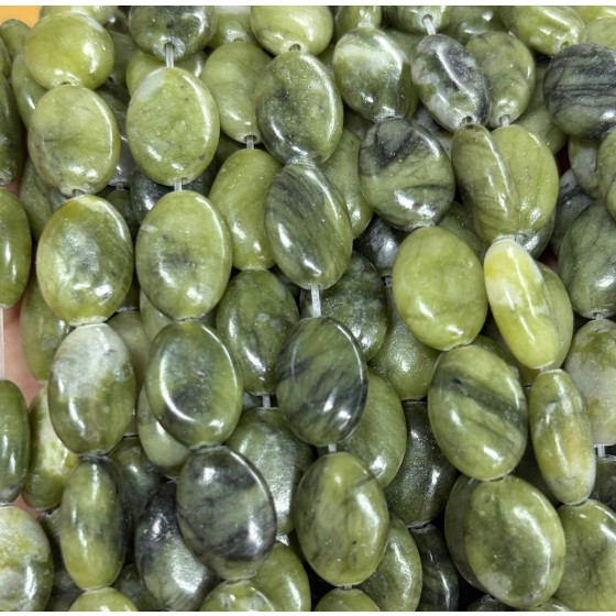 No_1366_Natural Southern Jade Egg Shaped Bead_10*14mm_(Sold Per Strand)