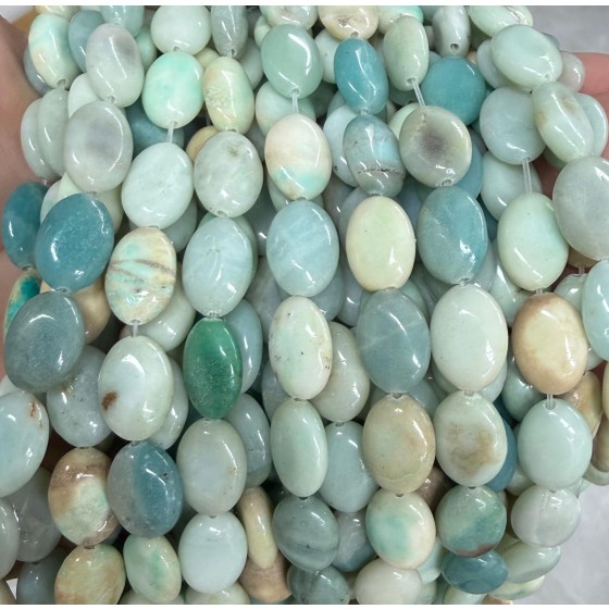 No_1371_Natural Amazonite Egg Shaped Bead_10*14mm_(Sold Per Strand)