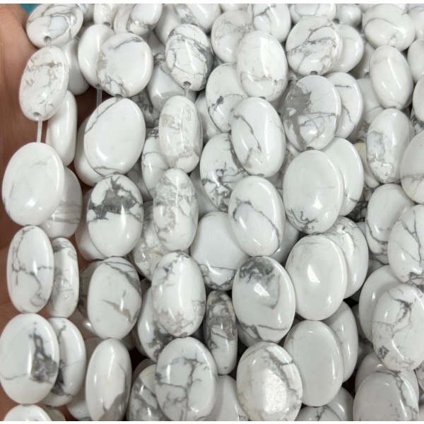 No_1374_Natural White Turquoise Egg Shaped Bead_10*14mm_(Sold Per Strand)