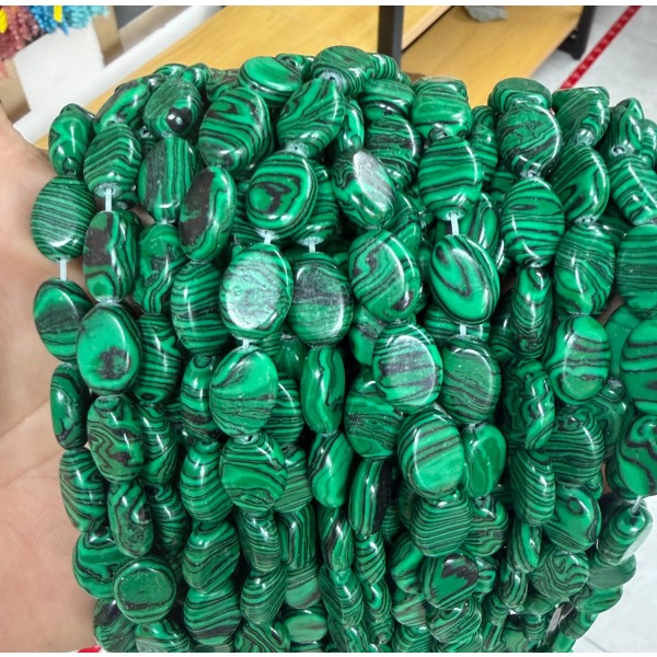 No_1377_Synthetic Malachite Egg Shaped Bead_10*14mm_(Sold Per Strand)