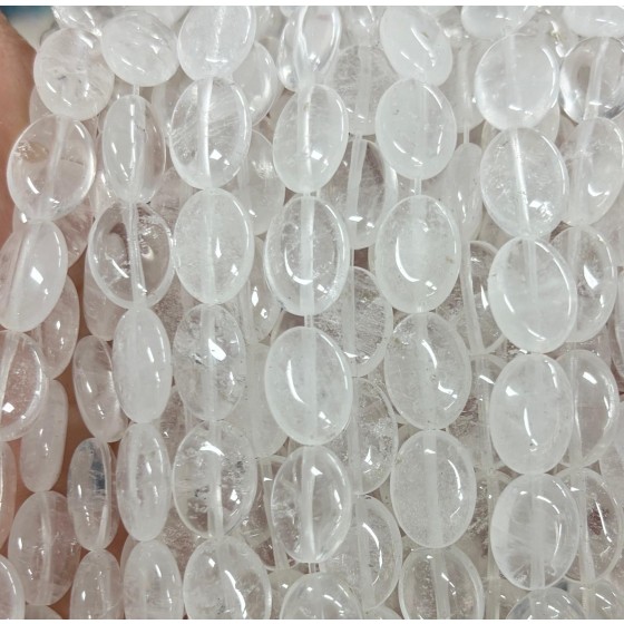 No_1384_Natural White Crystal Egg Shaped Bead_10*14mm_(Sold Per Strand)