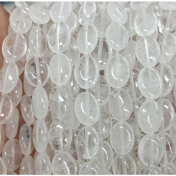 No_1384_Natural White Crystal Egg Shaped Bead_10*14mm_(Sold Per Strand)