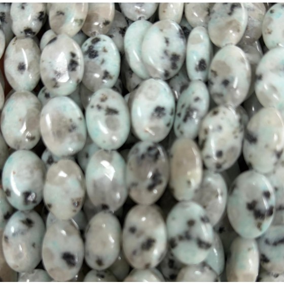 No_1388_Natural Kiwi Stone Blue Stone Egg Shaped Bead_10*14mm_(Sold Per Strand)
