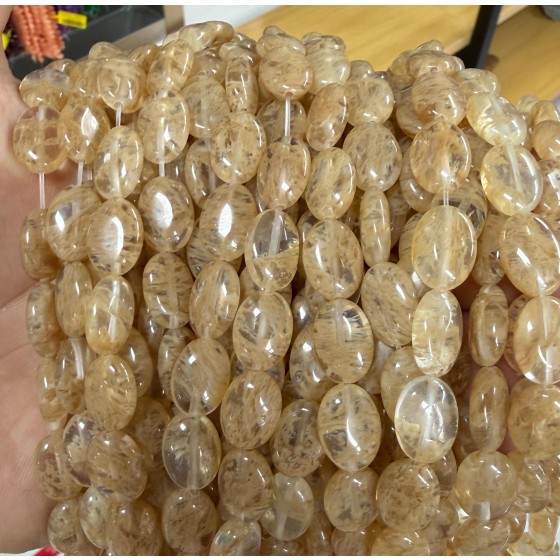 No_1389_Synthetic Watermelon Coffee Crystal Egg Shaped Bead_10*14mm_(Sold Per Strand)