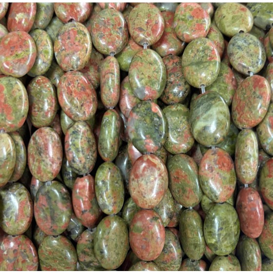No_1391_Natural Unakite Egg Shaped Bead_10*14mm_(Sold Per Strand)
