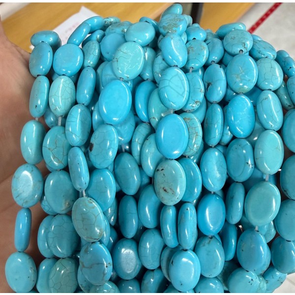 No_1394_Enhanced Blue Turquoise Oval Bead_10*14mm_(Sold Per Strand)