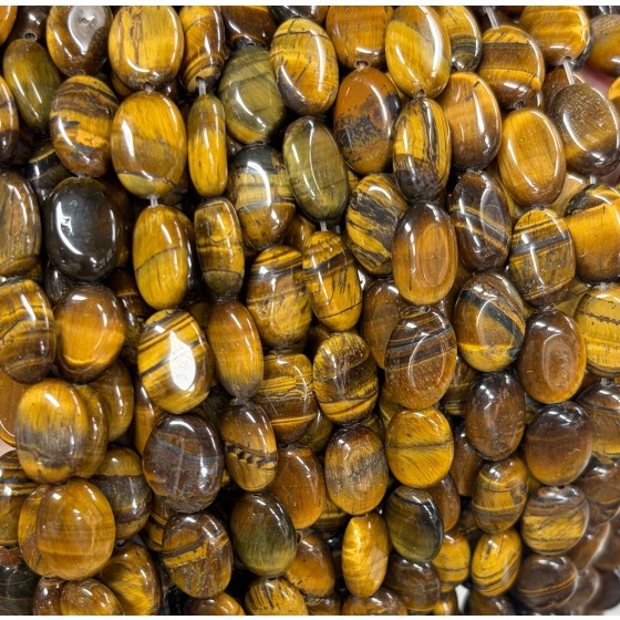 No_1395_Natural Yellow Tiger Eye Stone Oval Bead_10*14mm_(Sold Per Strand)