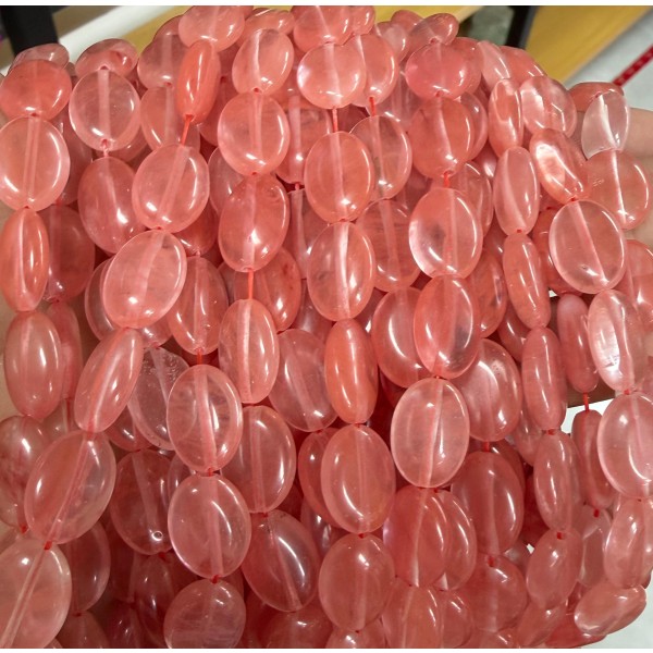 No_1400_Synthetic Watermelon Red Crystal Oval Bead_10*14mm_(Sold Per Strand)