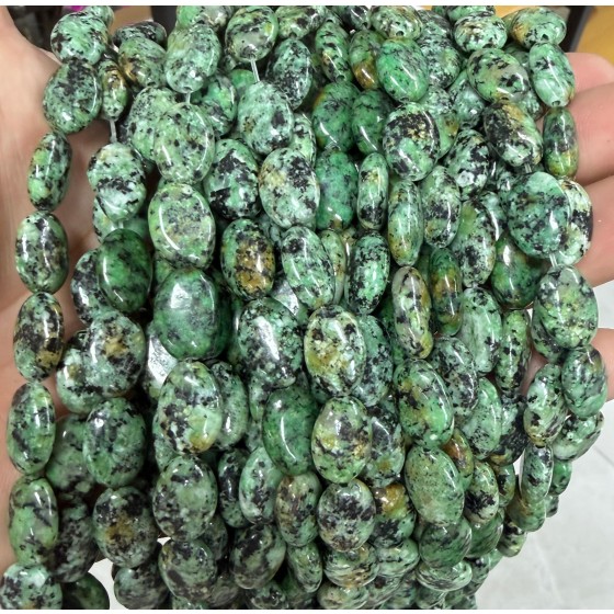 No_1403_Enhanced African Turquoise Egg Shaped Beads_10*14mm_(Sold Per Strand)