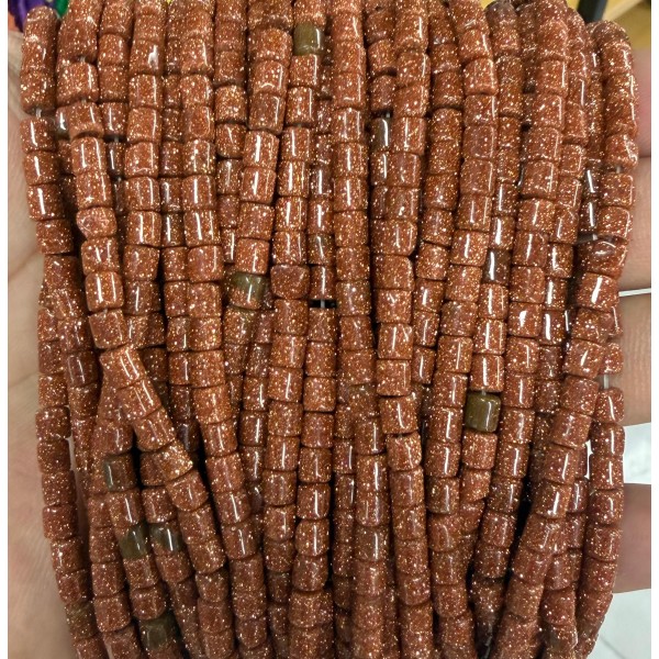 No_1410_Synthetic Goldstone Cylinder Beads_4*4mm_(Sold Per Strand)