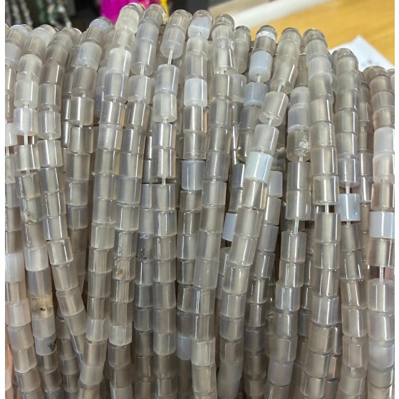 No_1414_Natural Gray Agate Cylinder_4*4mm_(Sold Per Strand)