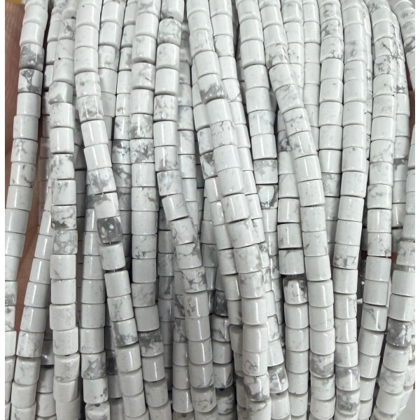 No_1418_Natural White Turquoise Cylinder_4*4mm_(Sold Per Strand)