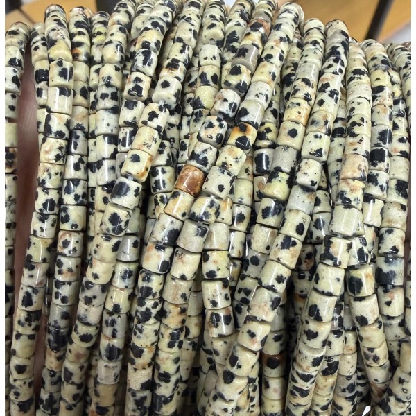 No_1424_Natural Dalmation Jasper Column_4*4mm_(Sold Per Strand)