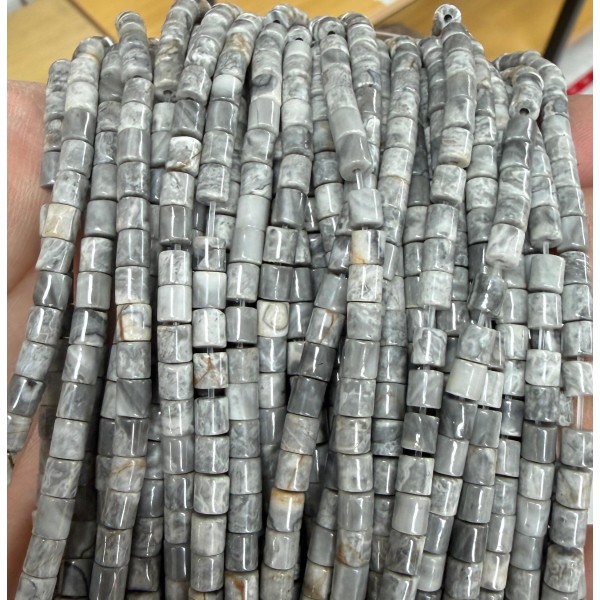 No_1425_Natural Map Jasper (picasso Jasper) Column_4*4mm_(Sold Per Strand)