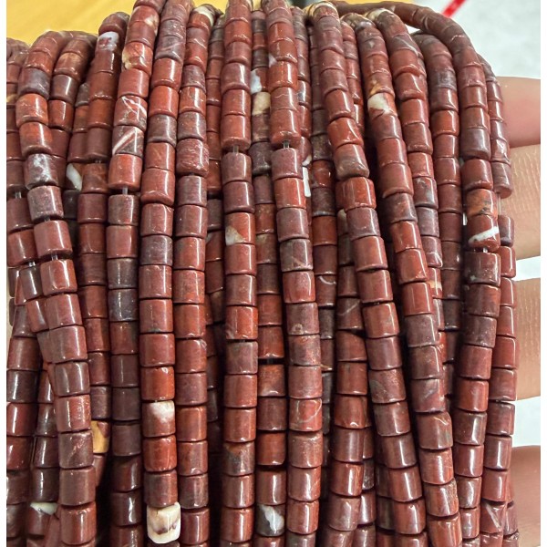 No_1430_Natural Red Poppy Jasper Column_4*4mm_(Sold Per Strand)