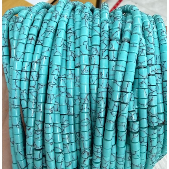 No_1434_Synthetic Light Turquoise Cylinder_4*4mm_(Sold Per Strand)