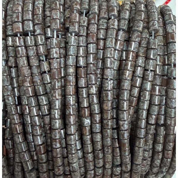 No_1440_Natural Coffee Snowflake Stone Cylinder_4*4mm_(Sold Per Strand)