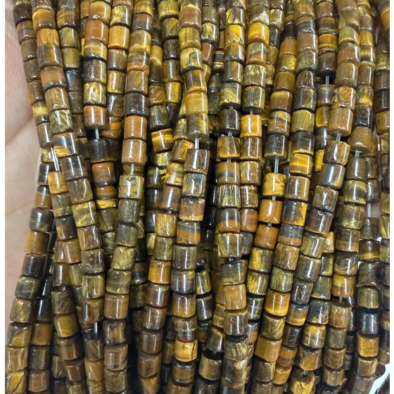 No_1442_Natural Yellow Tiger Eye Stone Cylinder_4*4mm_(Sold Per Strand)
