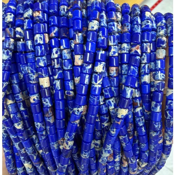 No_1443_Synthetic Dark Blue Imperial Jasper Cylinder_4*4mm_(Sold Per Strand)